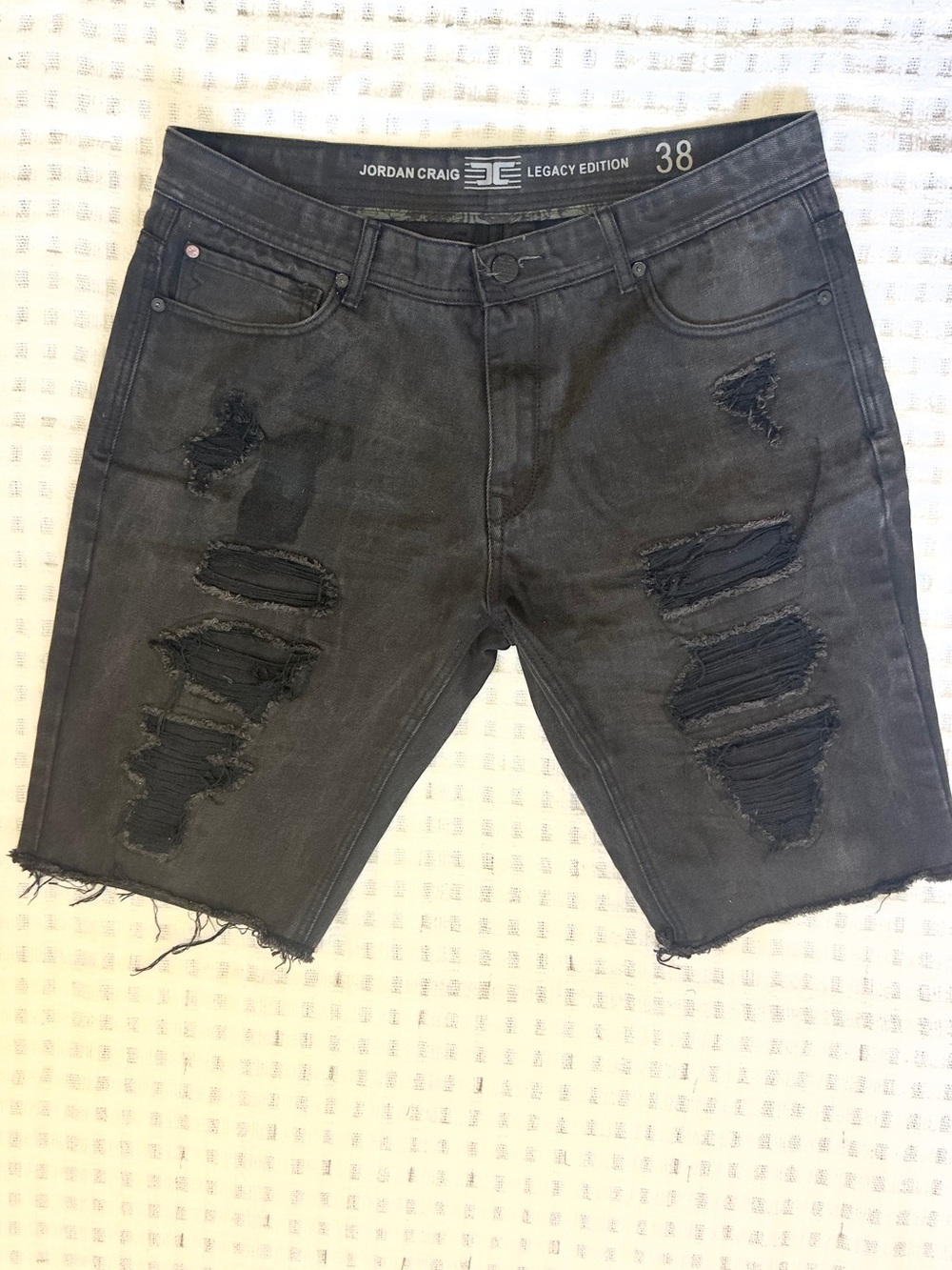 Jordan Craig Black Distressed Denim Jean Shorts